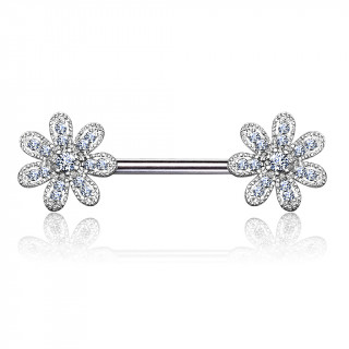 Piercing tton fleurs fantaisie paves de strass