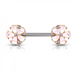 Piercing téton fleurs d'opale à bords cuivrés - Blanc