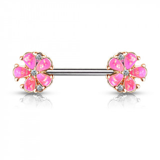 Piercing tton fleurs d'opale  bords cuivrs - Rose