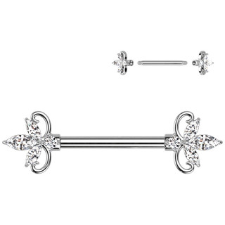 Piercing tton fleurs  3 ptales de zirconium