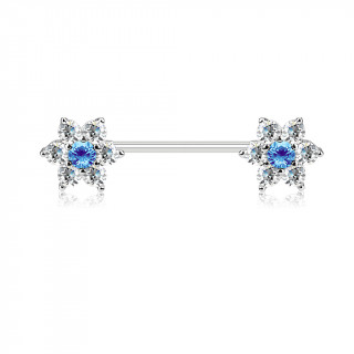 Piercing tton  fleurs strass - Clair et aqua