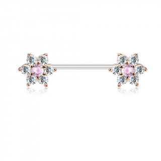 Piercing tton  fleurs strass - Cuivr, clair et rose