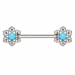 Piercing téton flocons de neige à perles bleues