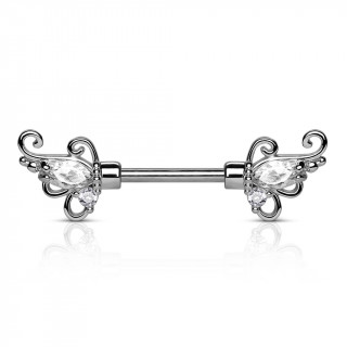 Piercing tton gris  embouts floraux avec strass