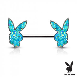 Piercing tton Lapin Playboy druse (officiel) - Bleu aqua
