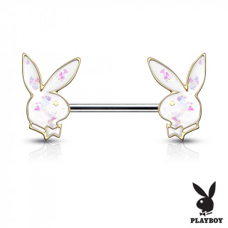 Piercing tton Lapin Playboy Opale (officiel) - Blanc  contours dors