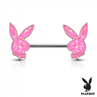 Piercing tton Lapin Playboy Opale (officiel) - Rose  contours cuivrs