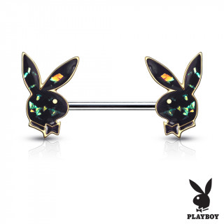 Piercing tton Lapin Playboy Opale (officiel) - Vert fonc  contours dors