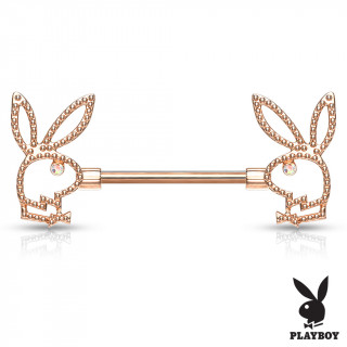 Piercing tton lapin playboy style perl  oeil strass - Cuivr