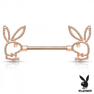 Piercing téton lapin playboy style perlé à oeil strass - Cuivré