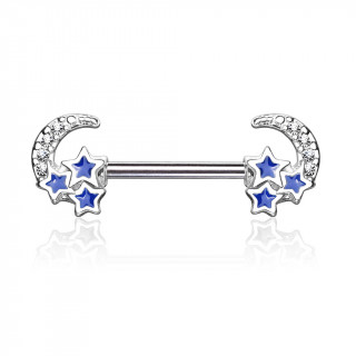 Piercing tton lunes  strass et toiles bleues