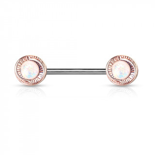 Piercing tton opale blanche  entourage cuivr