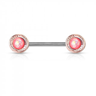 Piercing tton opale rose  entourage cuivr