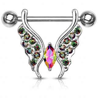 Piercing téton à papillon pavé de cristaux - Vitrail Medium