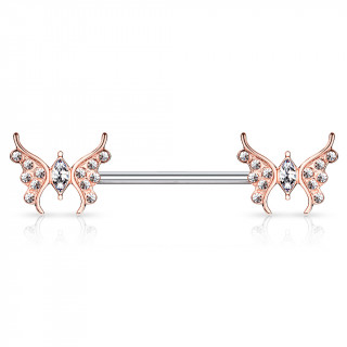 Piercing téton à papillons scintillants cuivrés