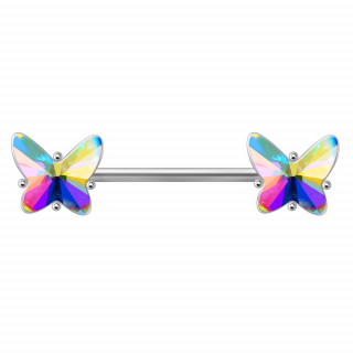 Piercing tton papillons zirconia aurore borale