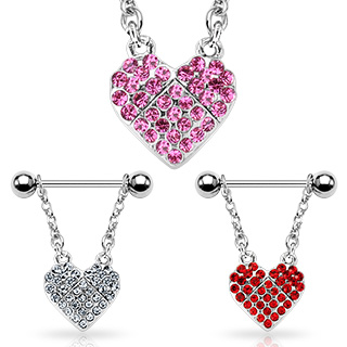 Piercing tton pendentif coeur zircon