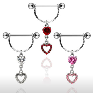 Piercing téton pendentif double coeur