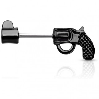 Piercing tton pistolet revolver noir
