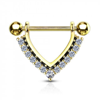 Piercing tton plaqu or  ornement en "V" pav de strass