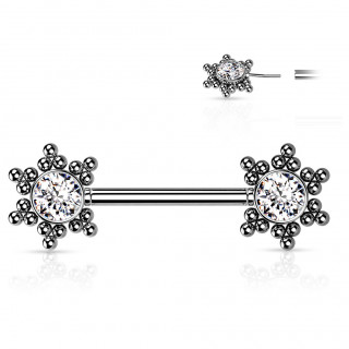 Piercing tton push-in  toiles de perles et strass - clair