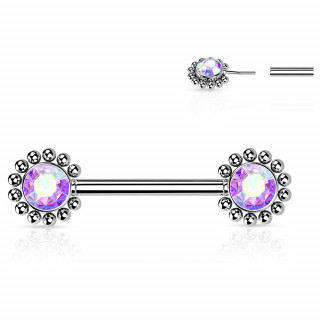 Piercing tton push-in  fleurs strass perles - Aurore Borale