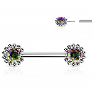 Piercing tton push-in  fleurs strass perles - Vitrail Medium