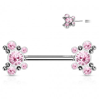 Piercing tton push-in  papillons strass - rose