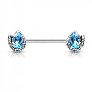 Piercing tton queue de sirne et oeuf de cristal - Bleu Aqua