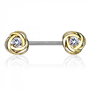 Piercing tton  roses dores en spirales  strass