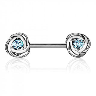 Piercing tton  roses en spirales  strass aqua