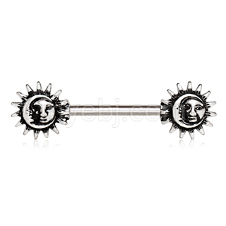Piercing téton à soleils et lunes style ancien