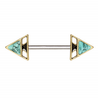 Piercing tton style ancien  triangles sertis Turquoise