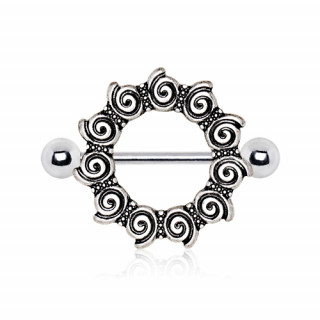Piercing téton style antique à spirales