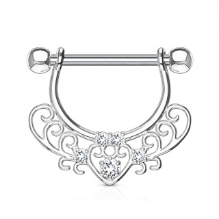 Piercing tton style vintage  coeur serti