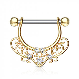 Piercing tton style vintage  coeur serti - Dor