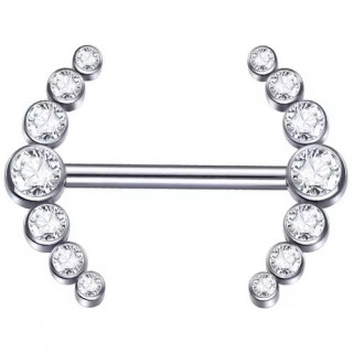 Piercing t�ton Titane � arcs �tincelants de disques zirconiums