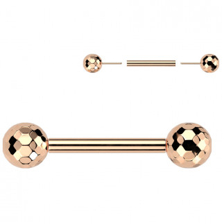 Piercing tton Titane cuivr  boules multi-facettes (push-in)