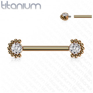 Piercing tton Titane Cuivr  zirconiums perls (filetage interne)