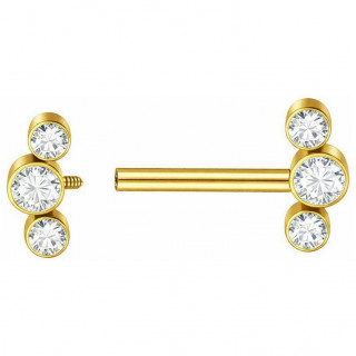Piercing t�ton Titane dor� � arcs de disques sertis
