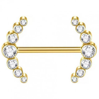 Piercing t�ton Titane dor� � arcs �tincelants de disques zirconiums