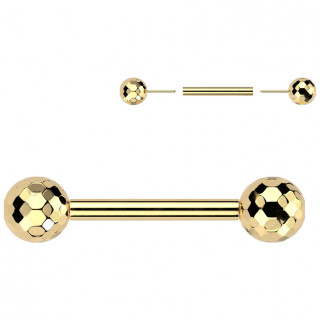 Piercing téton Titane doré à boules multi-facettes (push-in)