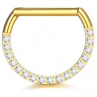 Piercing T�ton Titane dor� clicker � arc de zirconiums