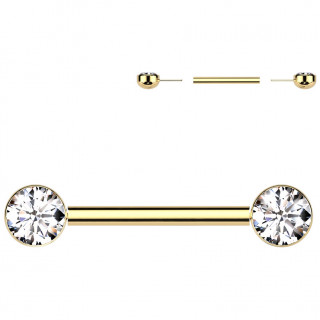 Piercing Tton Titane dor Push-in  demie-sphres serties de zirconiums