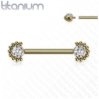 Piercing tton Titane Dor  zirconiums perls (filetage interne)