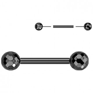 Piercing tton Titane noir  boules multi-facettes (push-in)