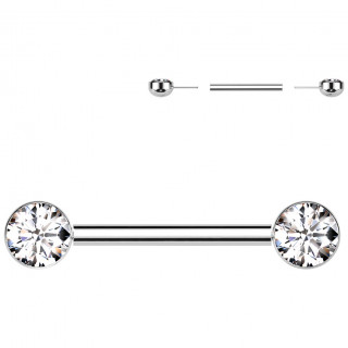 Piercing Tton Titane Push-in  demie-sphres serties de zirconiums clairs