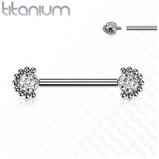 Piercing tton Titane  zirconiums clairs perls (filetage interne)