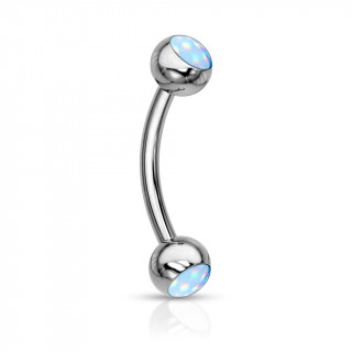 Piercing tige courbe acier serti epoxy - Bleu