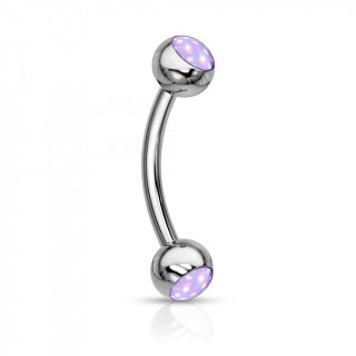 Piercing tige courbe acier serti epoxy - Pourpre